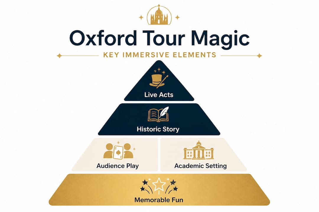 Infographic showing hierarchy of Oxford tour features