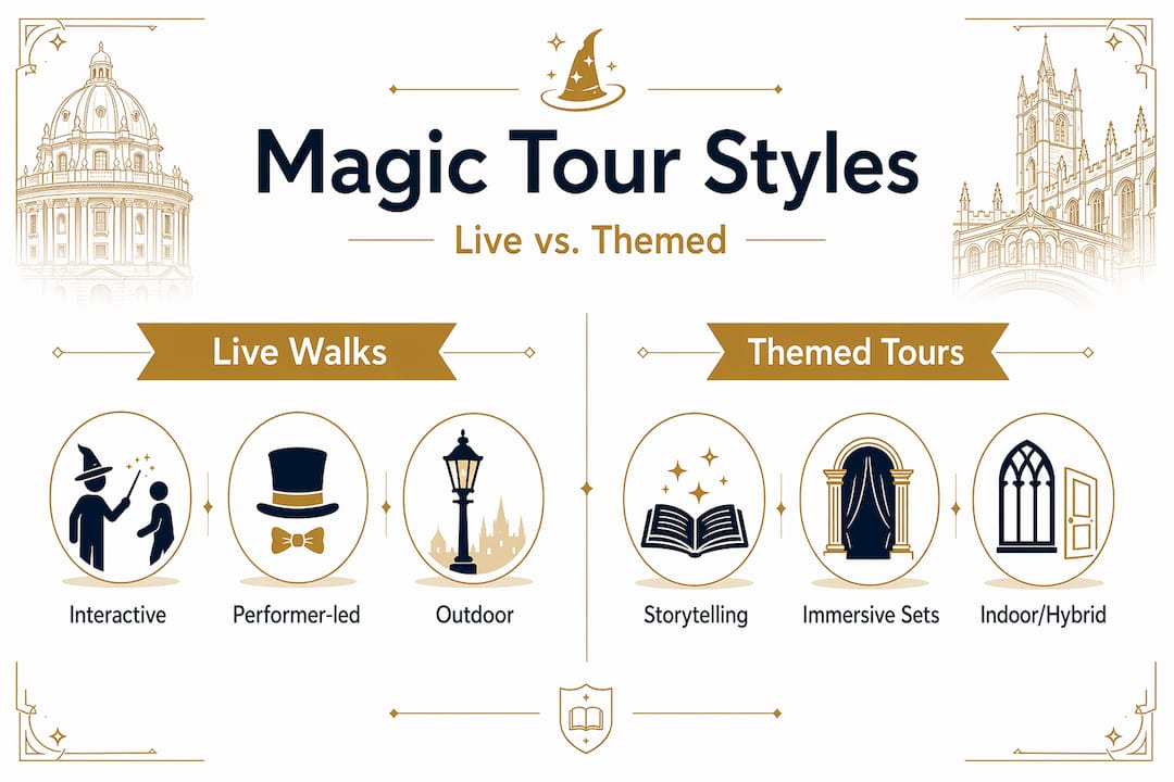Infographic comparing magic tour formats