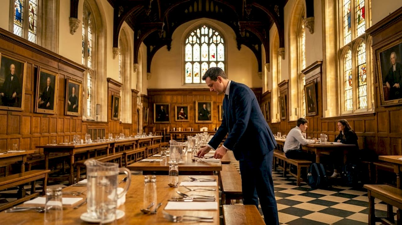 Staff preparing Christ Church dining hall