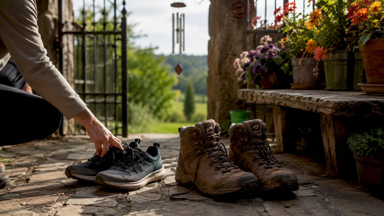 Selecting trainers over boots for walking tour
