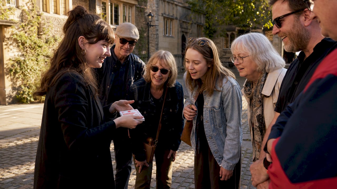 Magician demonstrating card magic on cultural walking tour