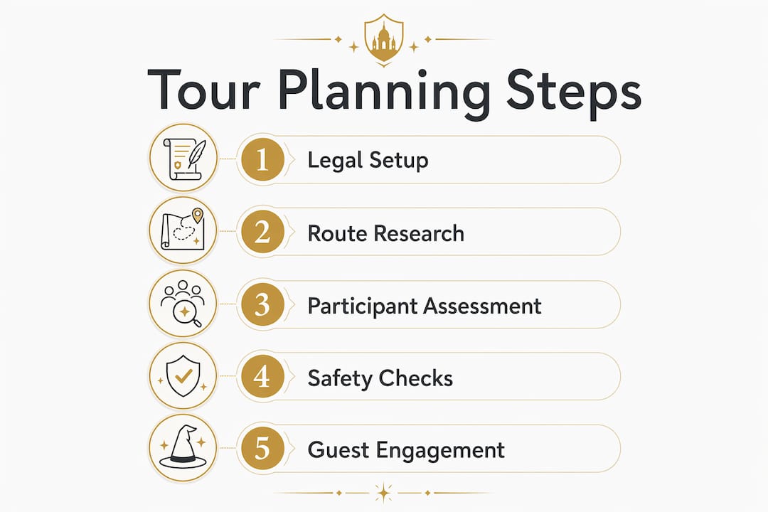 Infographic with steps to organise group walking tours