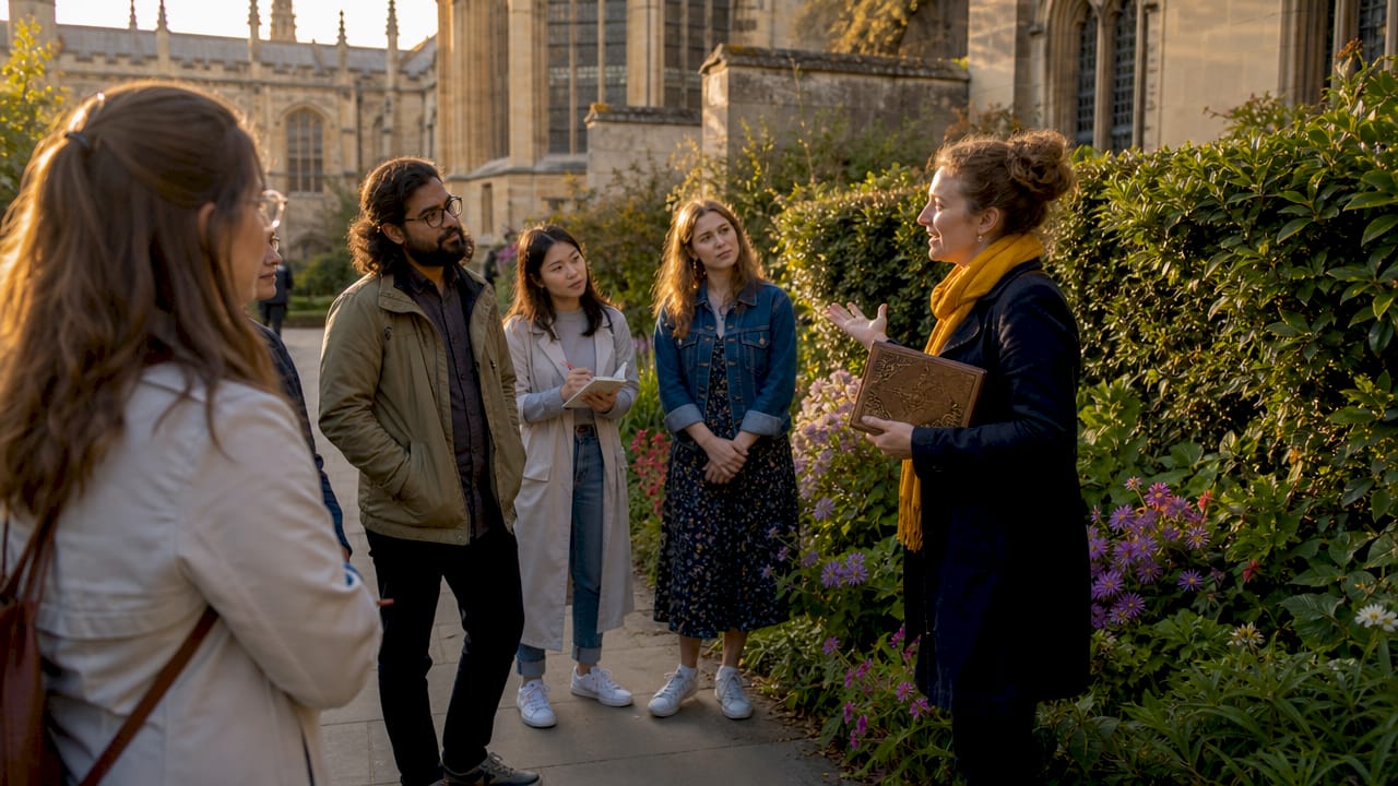 Group on guided educational tour in Oxford city center