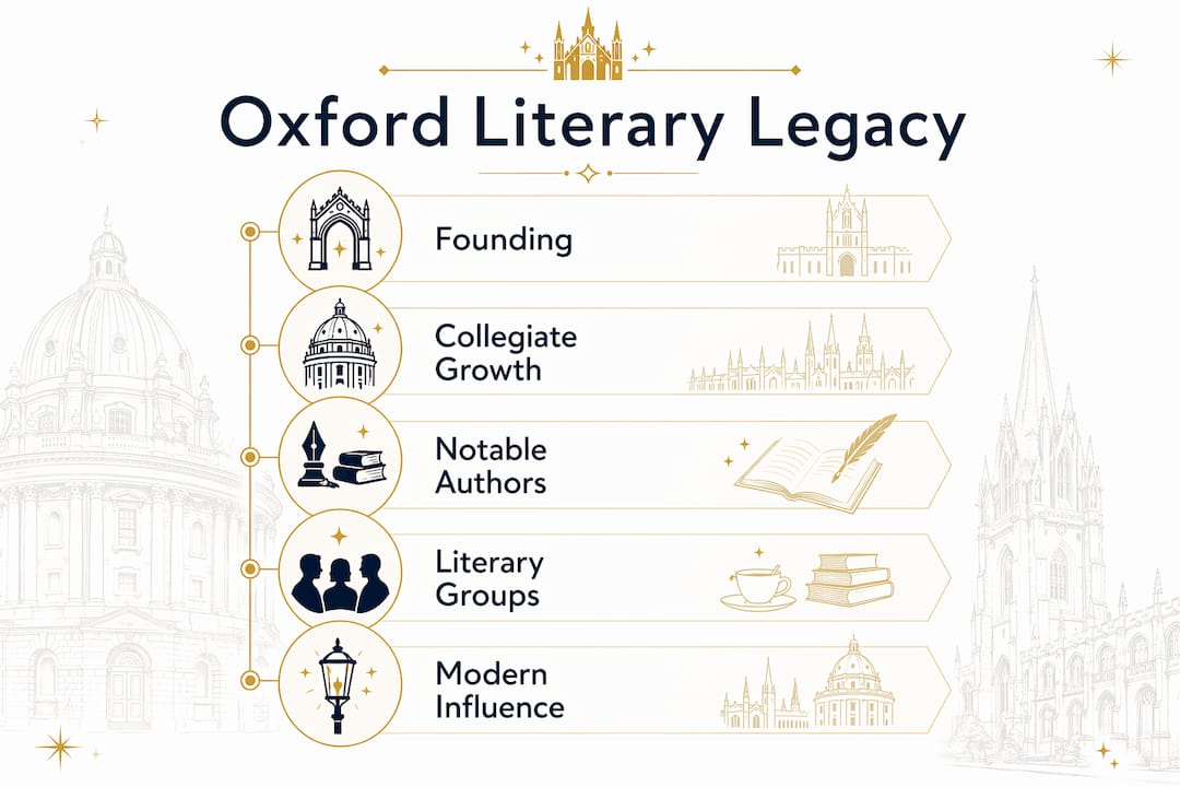 Infographic outlining literary Oxford history stages