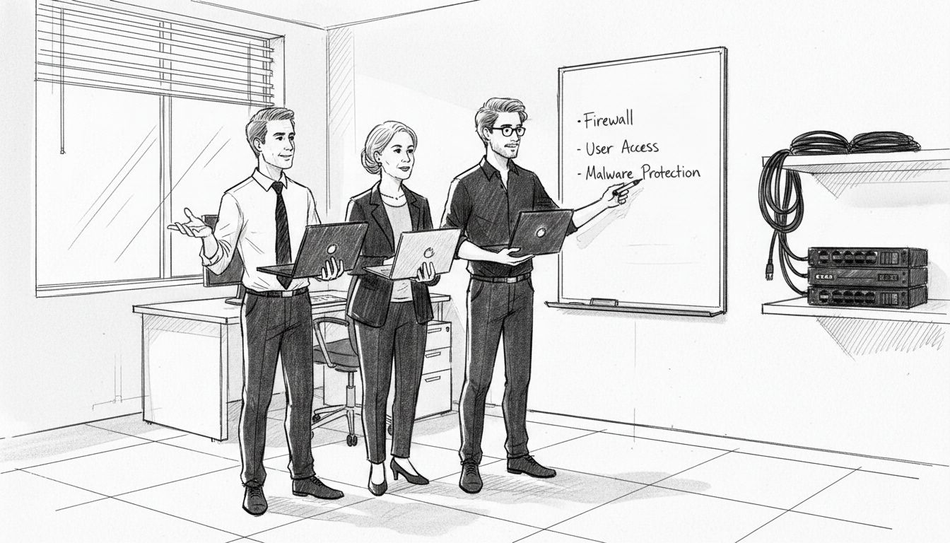 IT team discussing security controls implementation