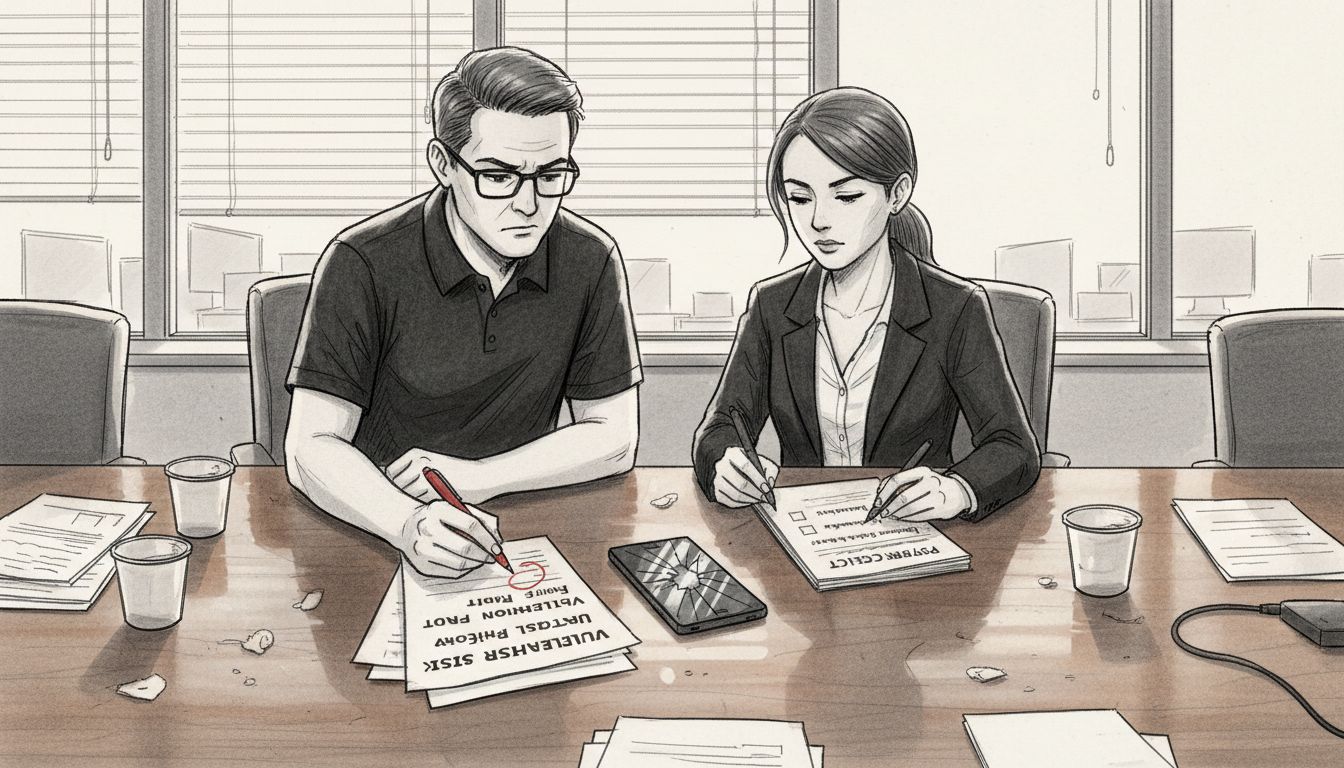 Team reviewing vulnerability management report