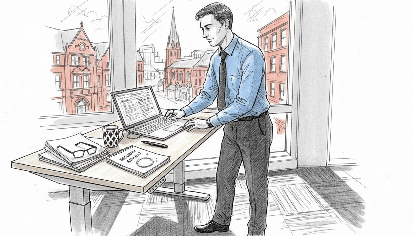 SME director reviewing cyber compliance policy