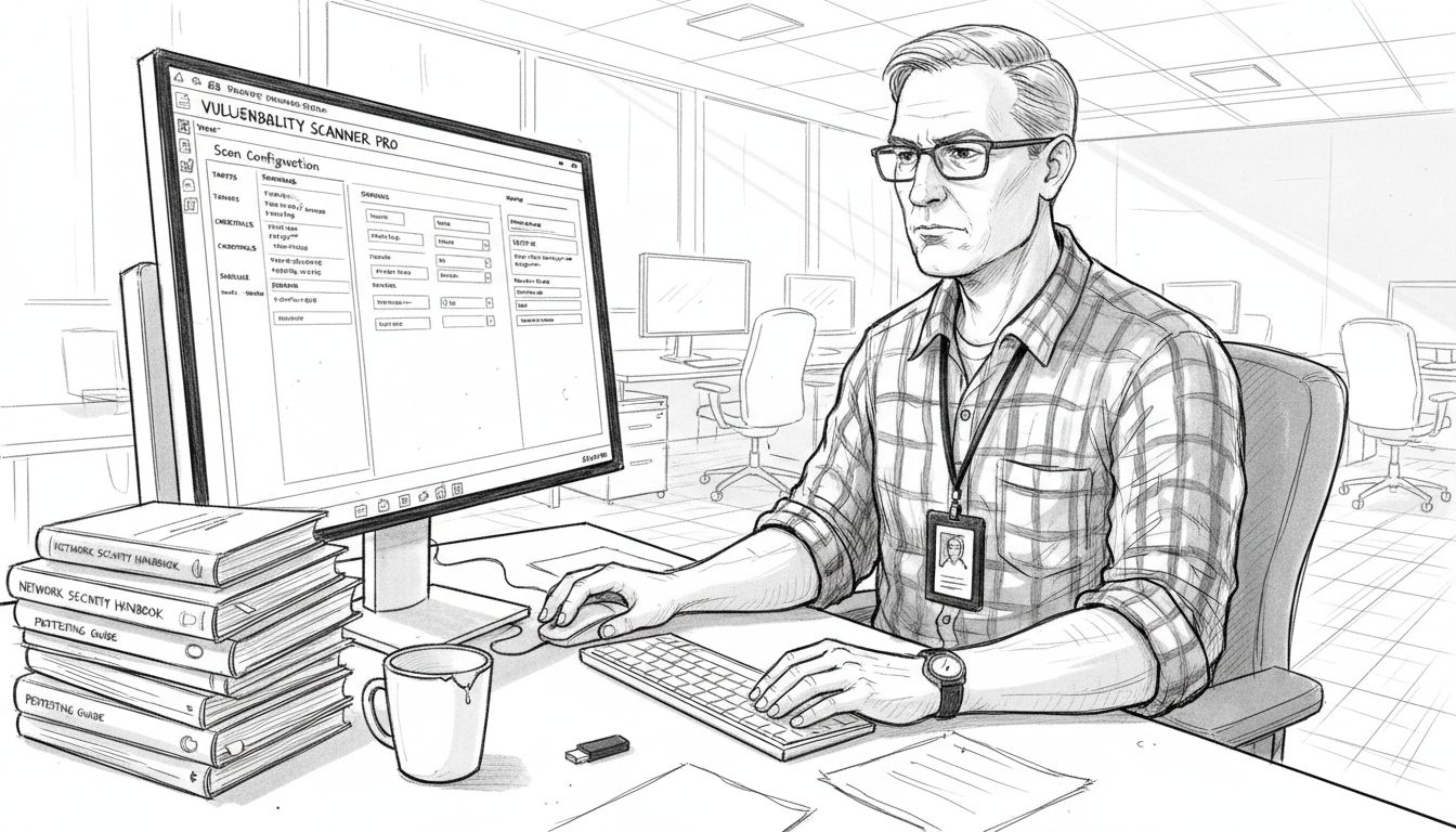Technician configures vulnerability scan software