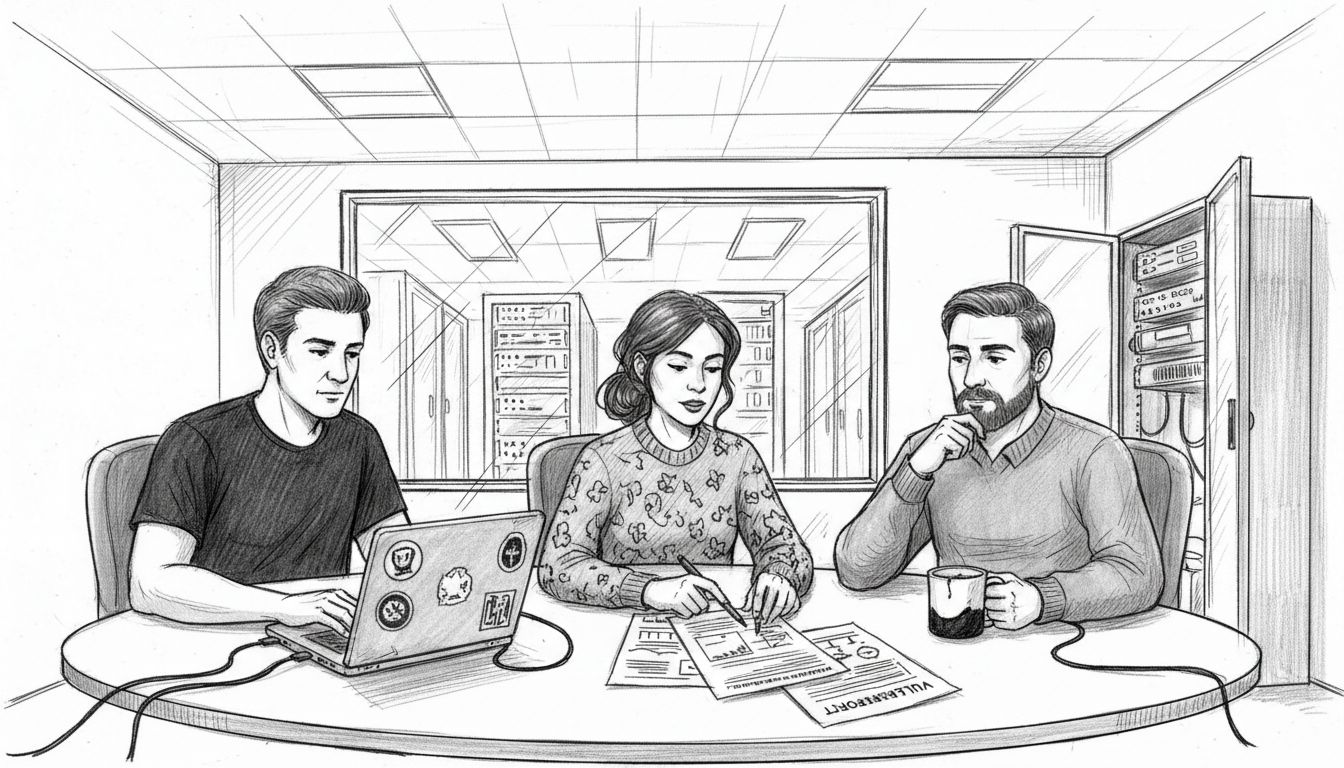 IT team discussing risk management in office meeting