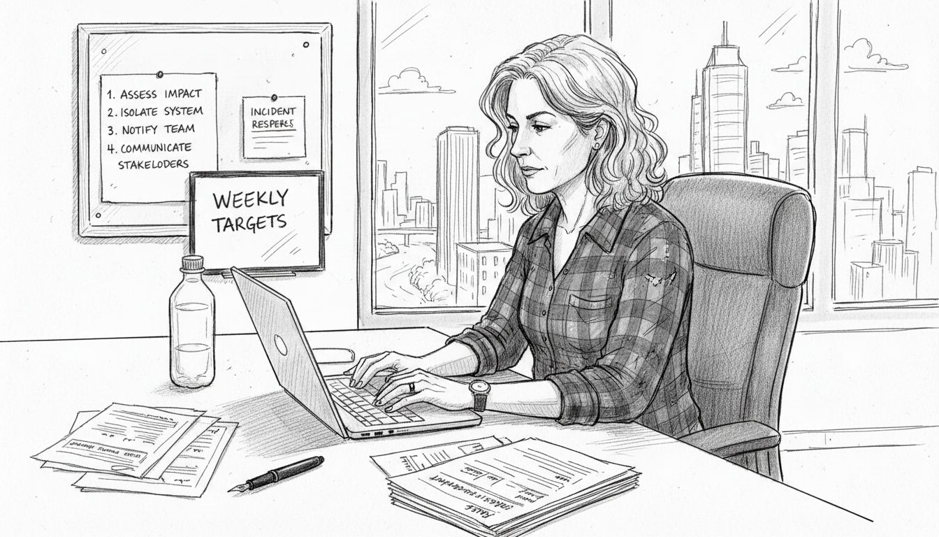 Owner reviews cyber risk plans in office