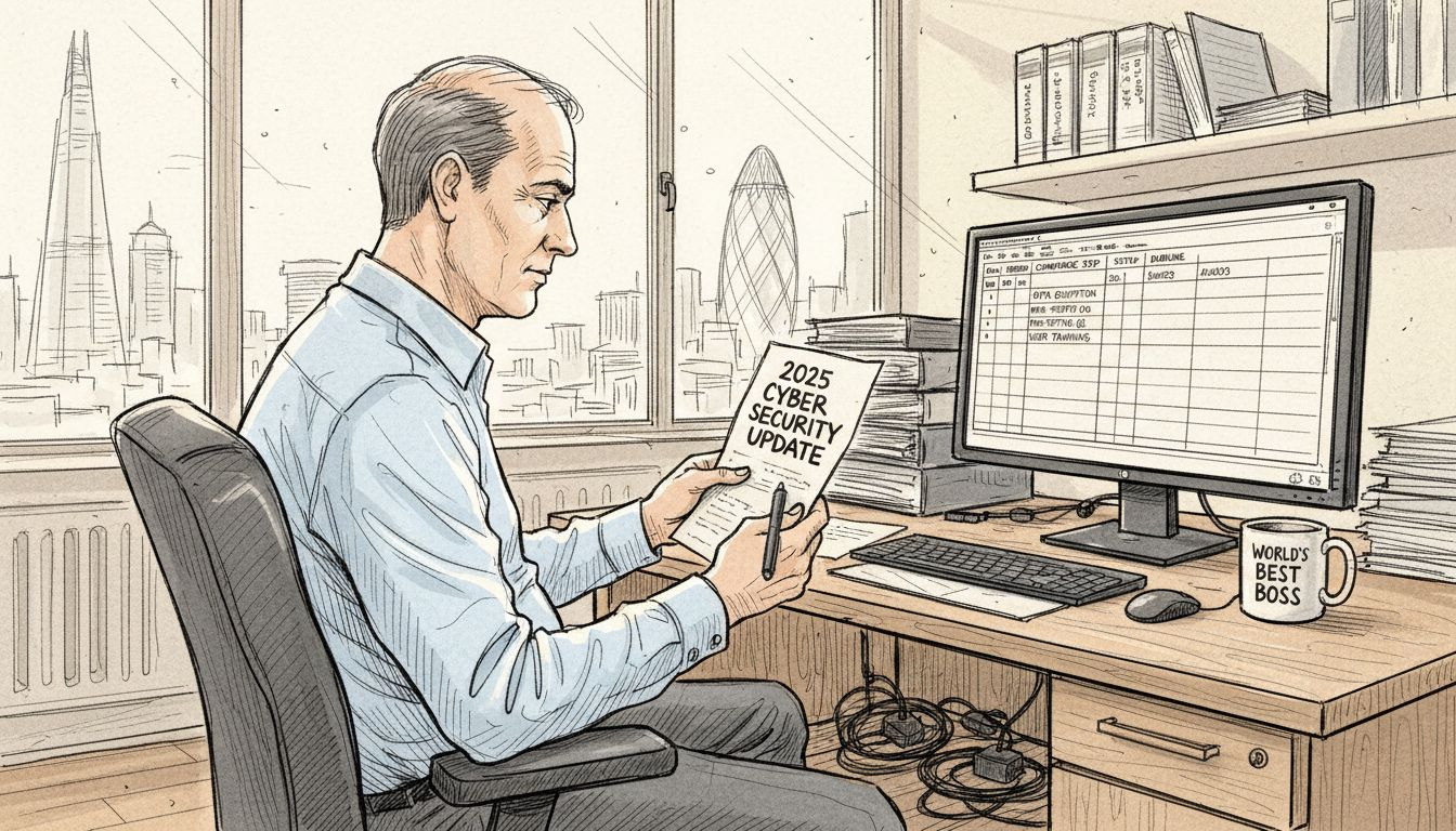 IT manager reviews cyber security compliance memo