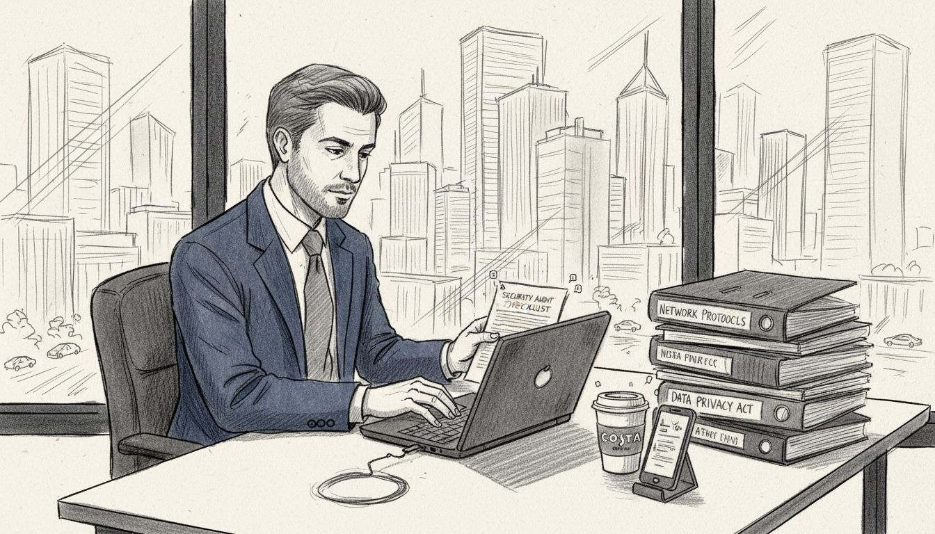 IT manager reviews security audit checklist