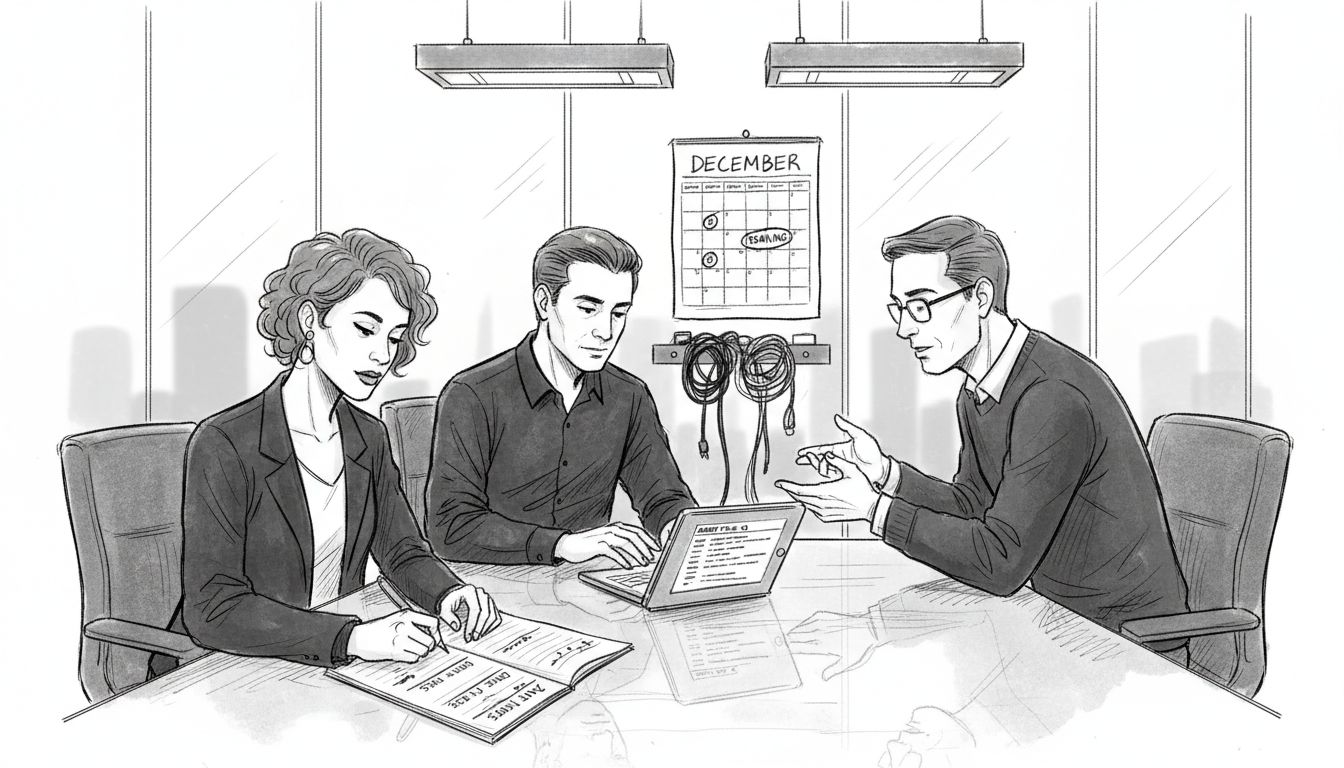 Team discusses security audit preparation in meeting