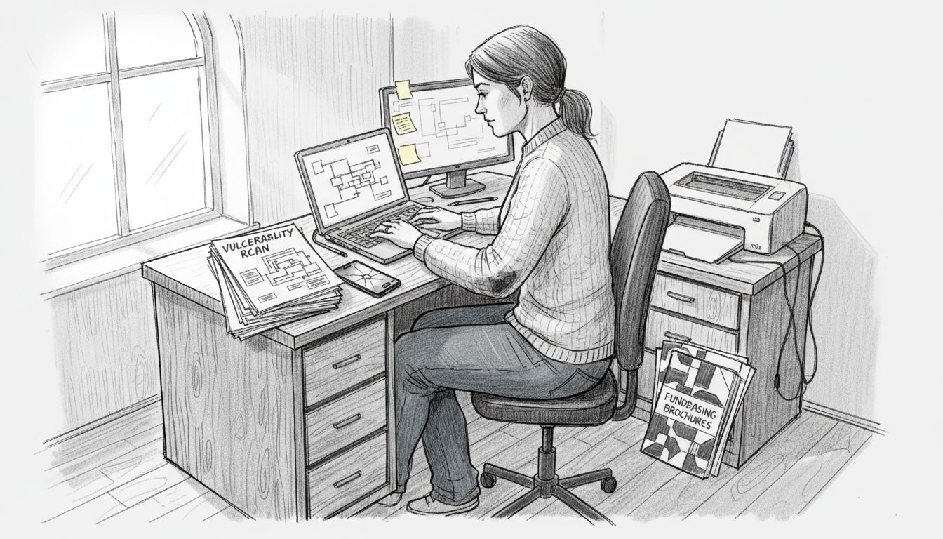 Nonprofit staff reviewing vulnerability scan results