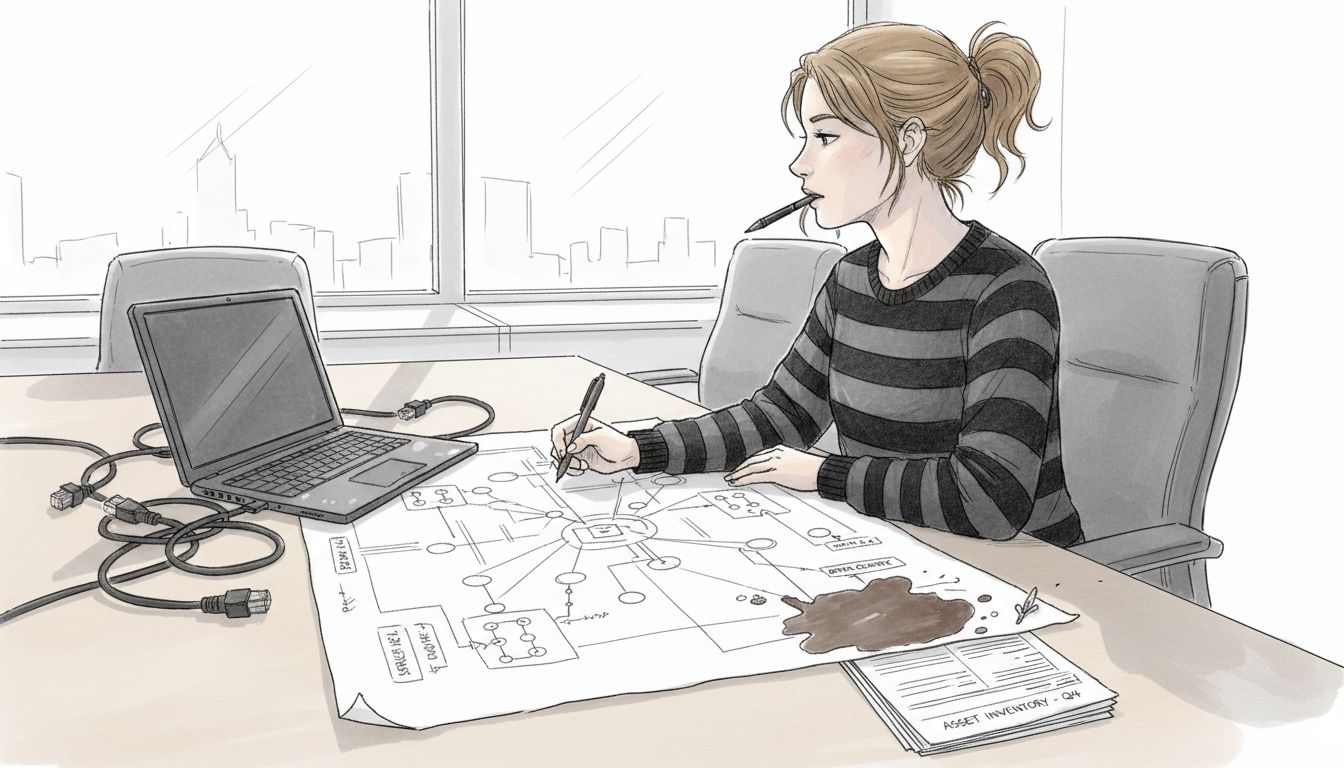 Analyst reviewing SME network diagram details