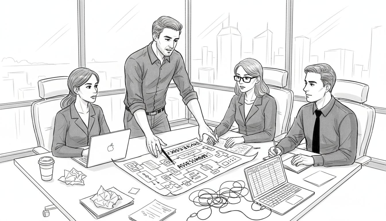 SME team discussing cyber risk flowchart