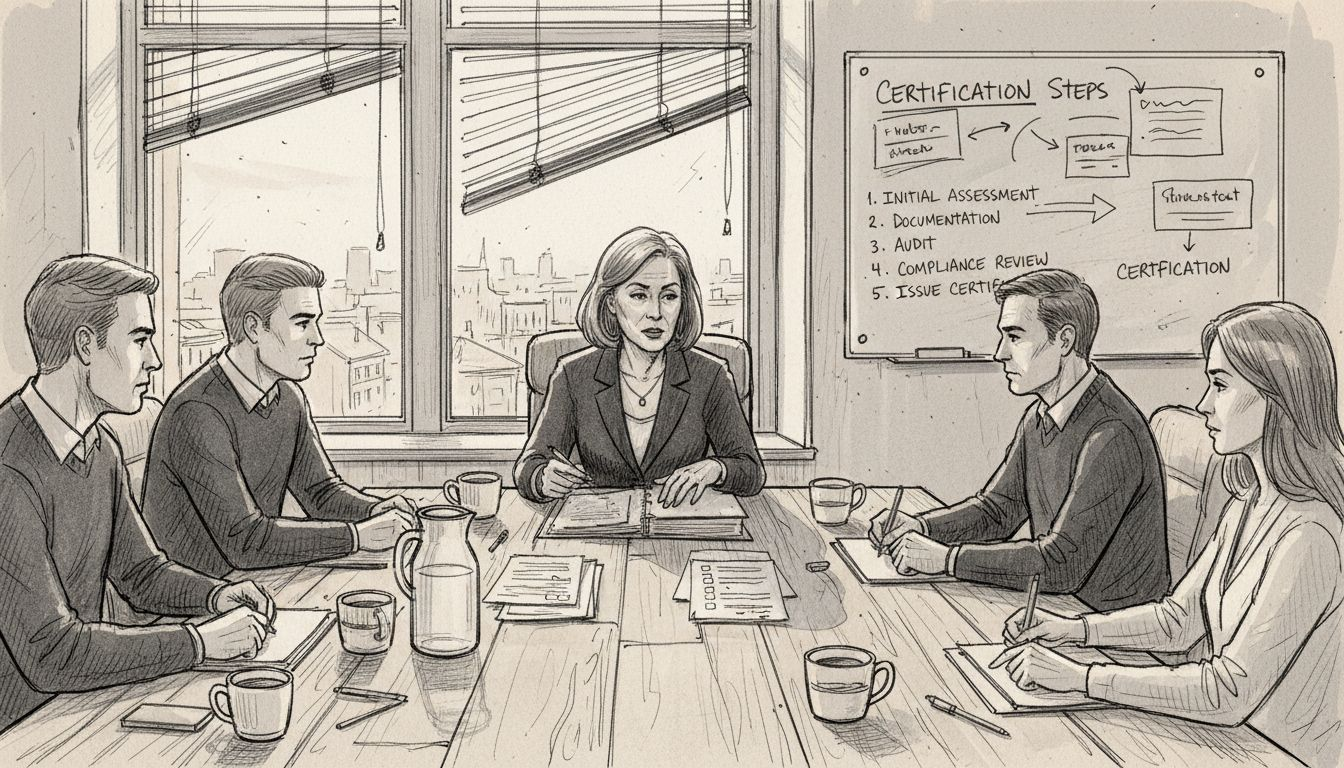 Nonprofit team reviewing certification process