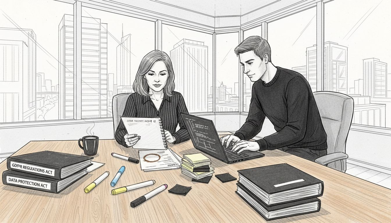 SME owner and IT manager reviewing security report