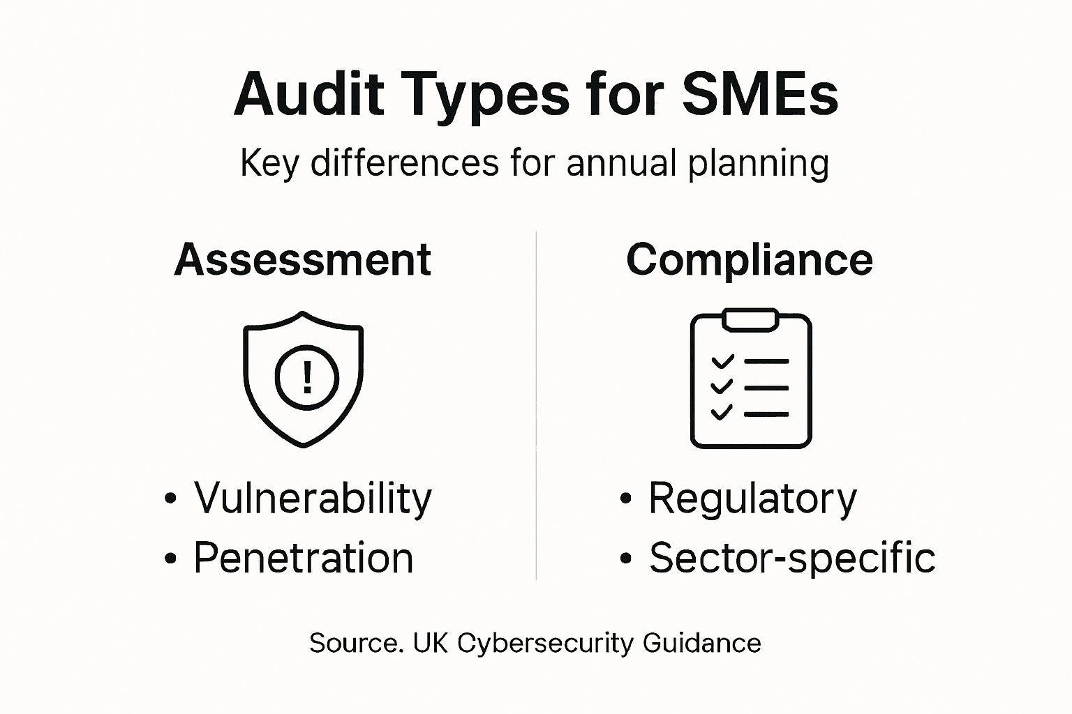 Infographic outlining audit types for UK SMEs