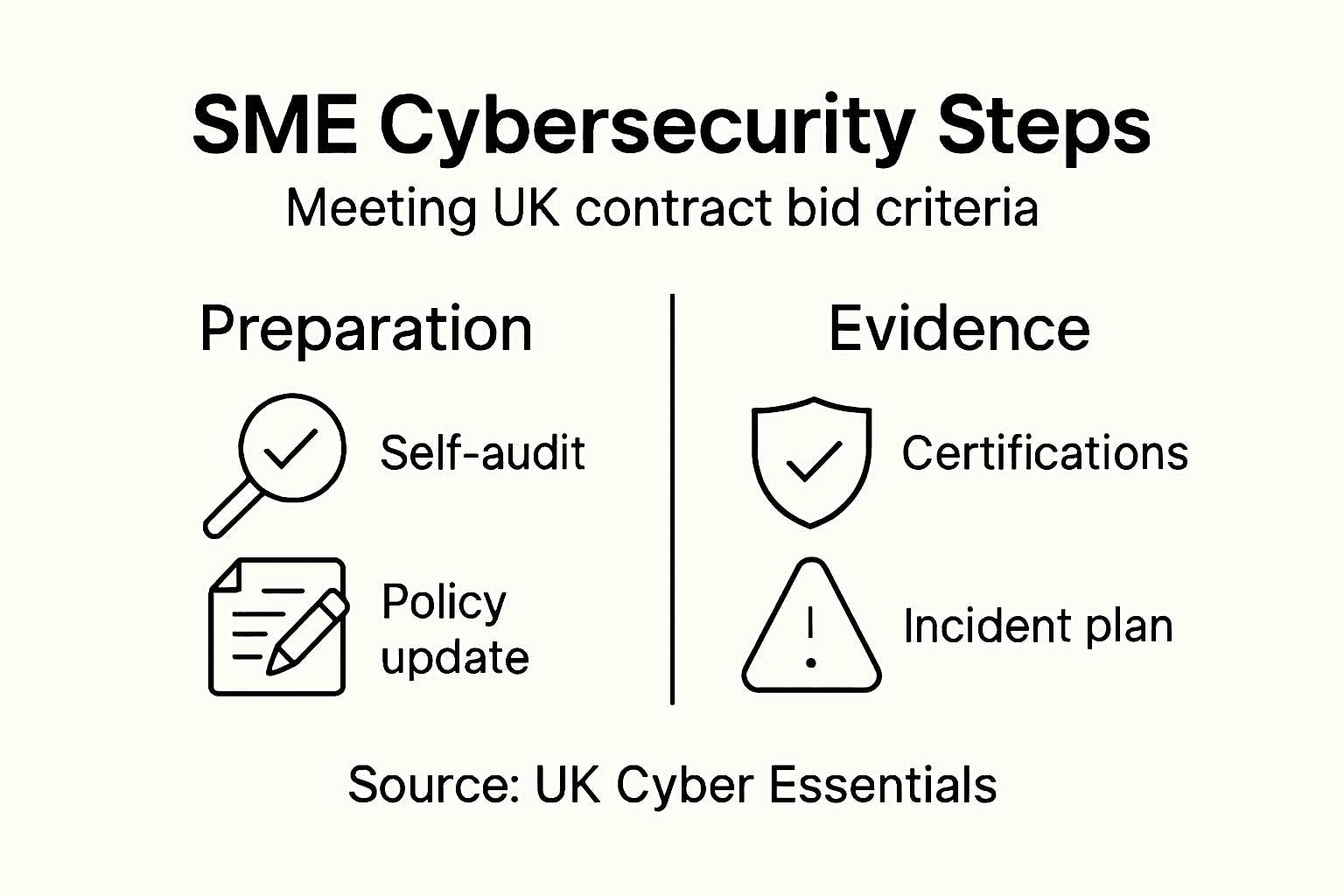 Infographic showing SME cybersecurity checklist for contract bids