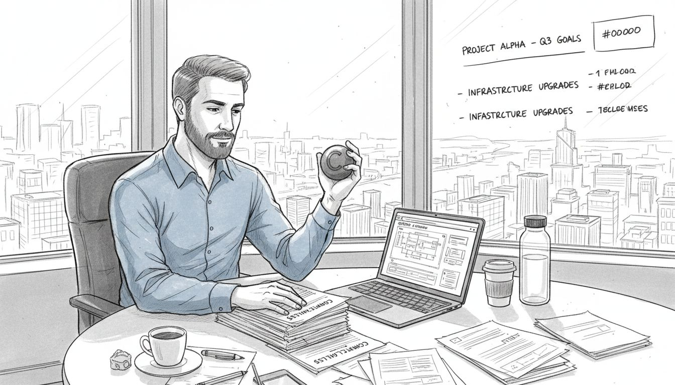 IT manager reviewing compliance workflow documents