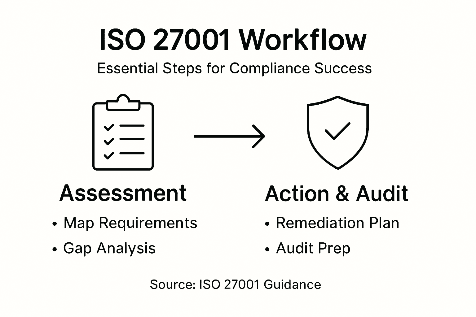 Infographic showing ISO 27001 workflow steps