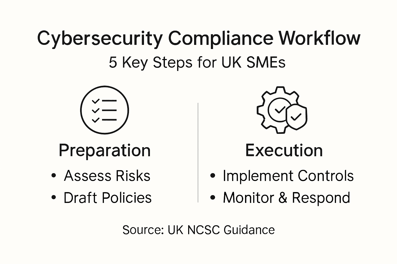 Infographic summarising five-step cybersecurity workflow