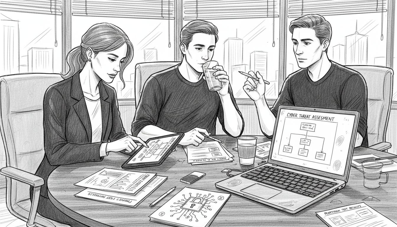 Cybersecurity team discussing proactive strategies