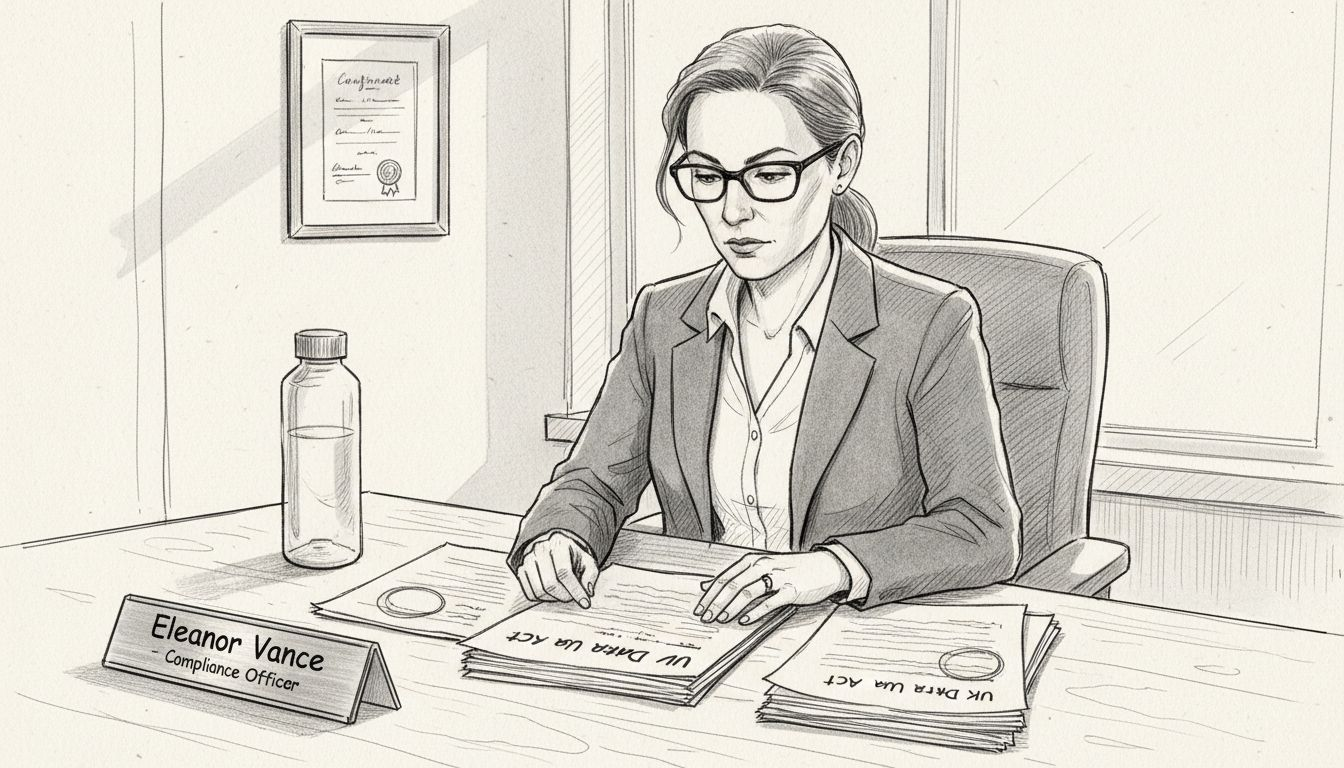 Officer reviewing data protection paperwork