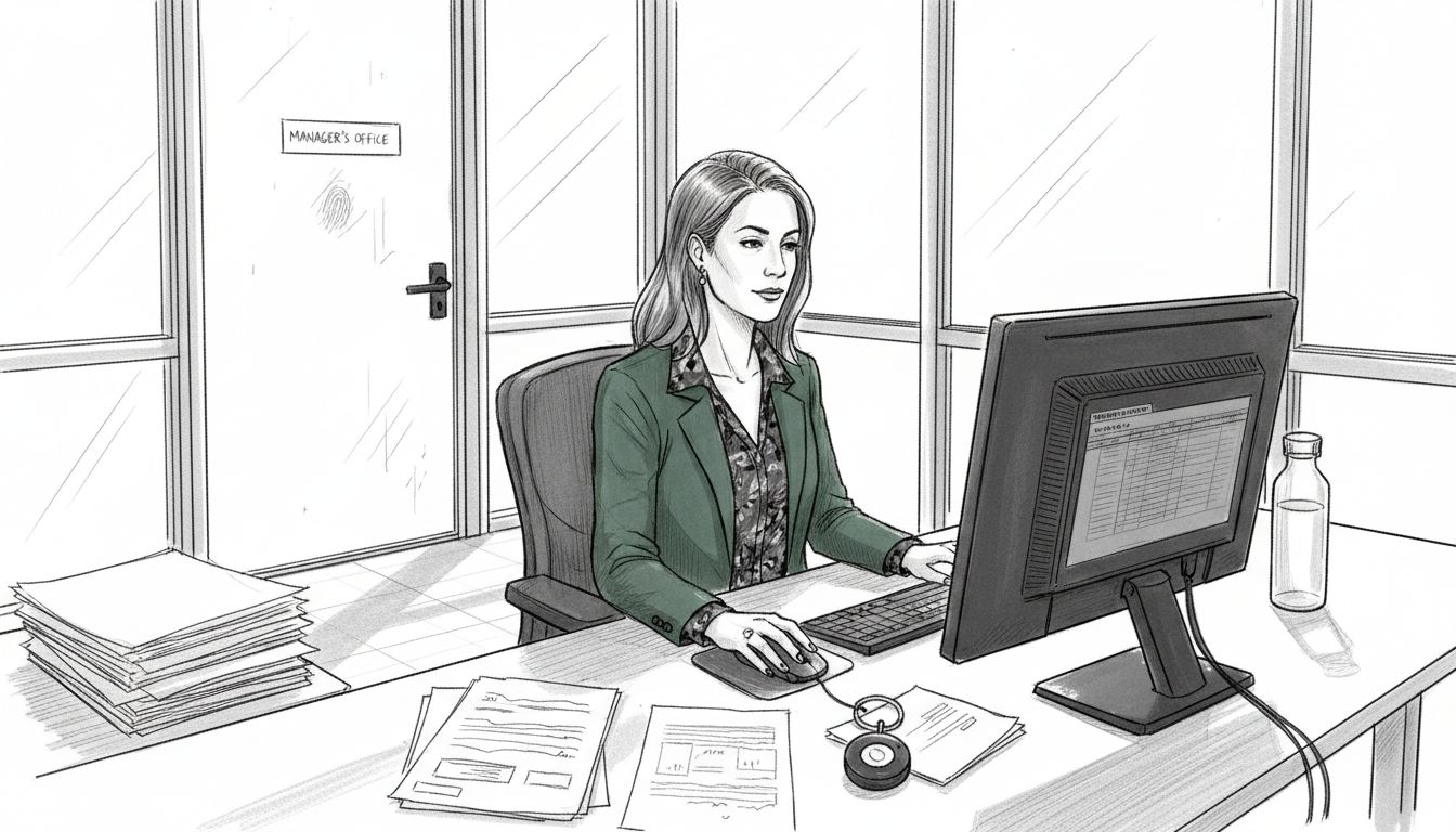 IT manager reviews cybersecurity audit in office