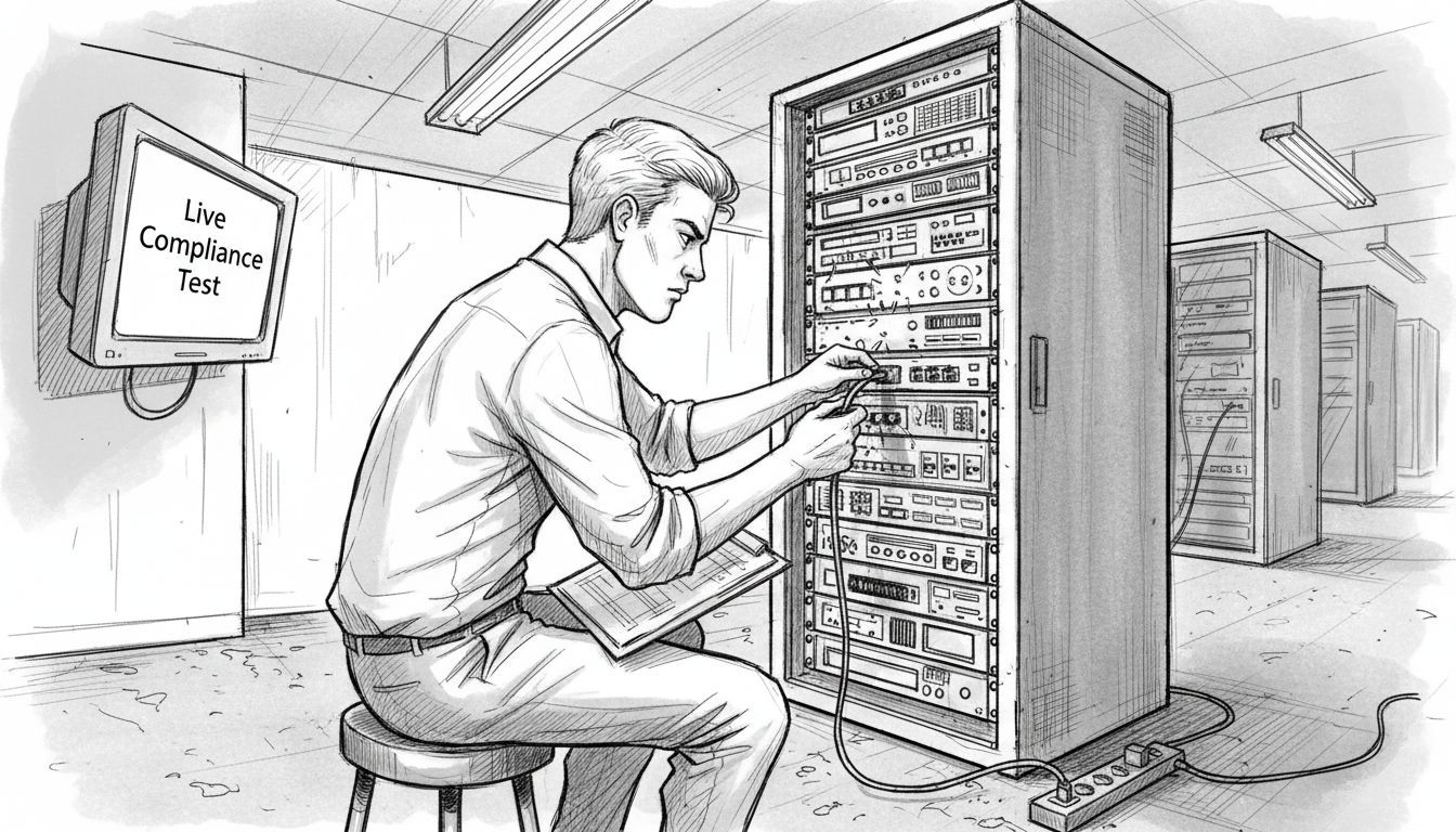 Technician conducting server compliance testing