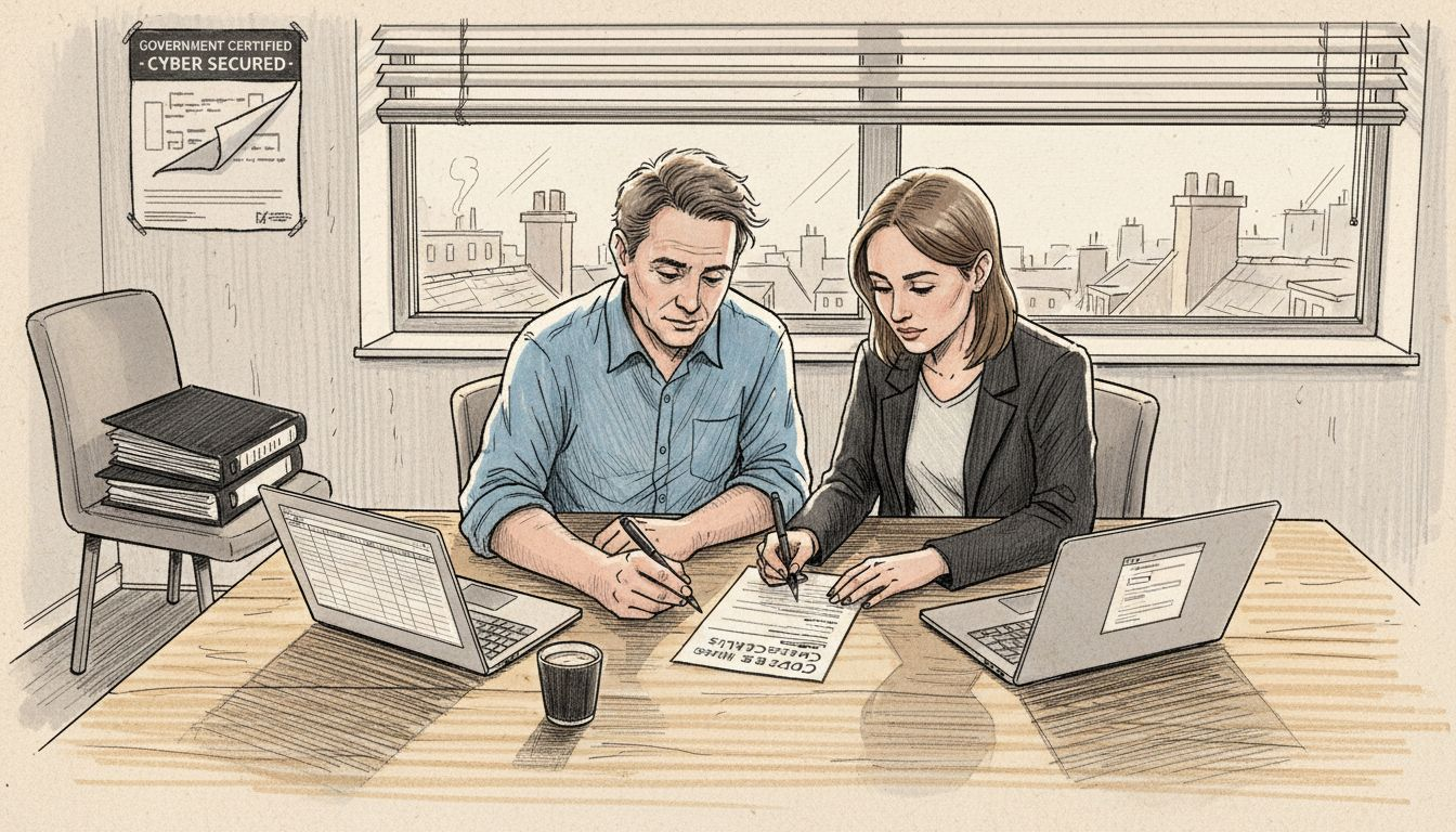 SME team reviewing Cyber Essentials checklist