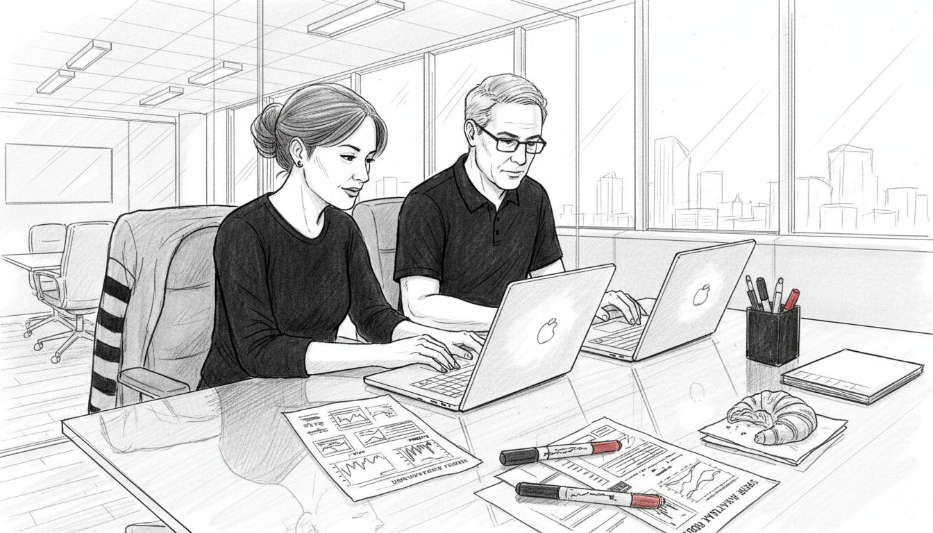 IT staff review vulnerability scan results together