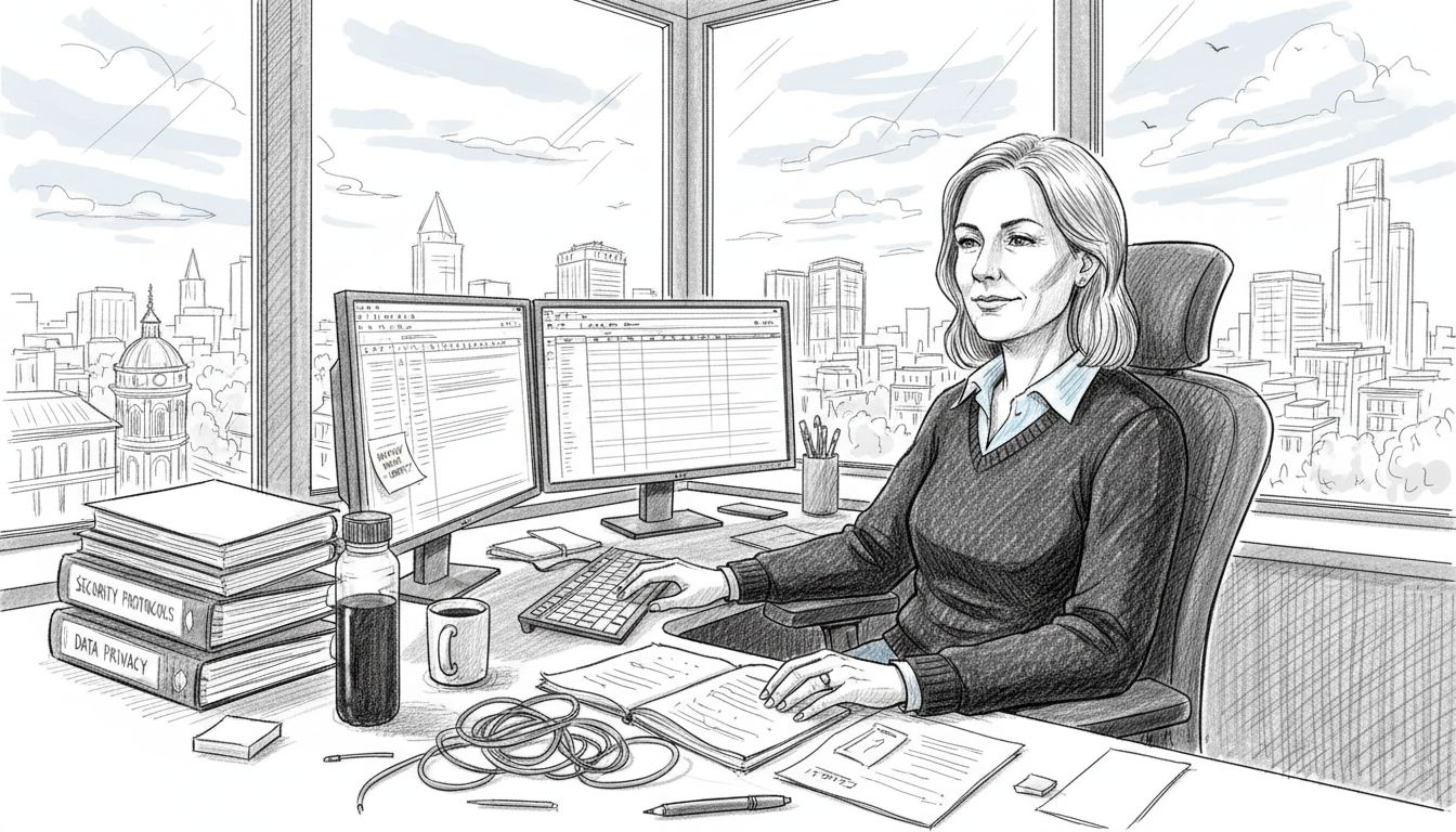 IT manager reviewing security alerts in office