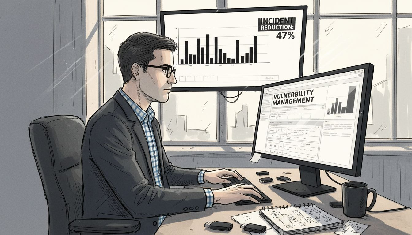 IT manager reviews vulnerability management dashboard