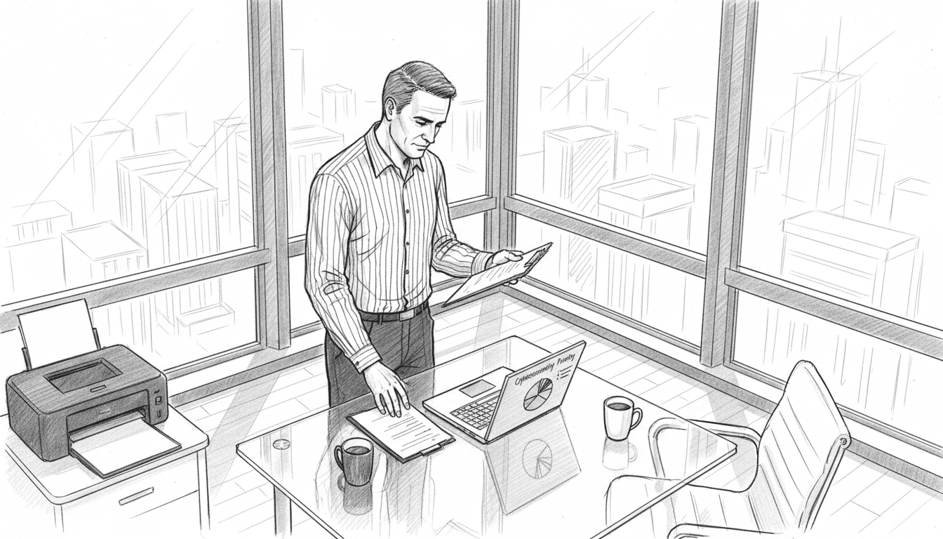 UK auditor with cybersecurity report in office