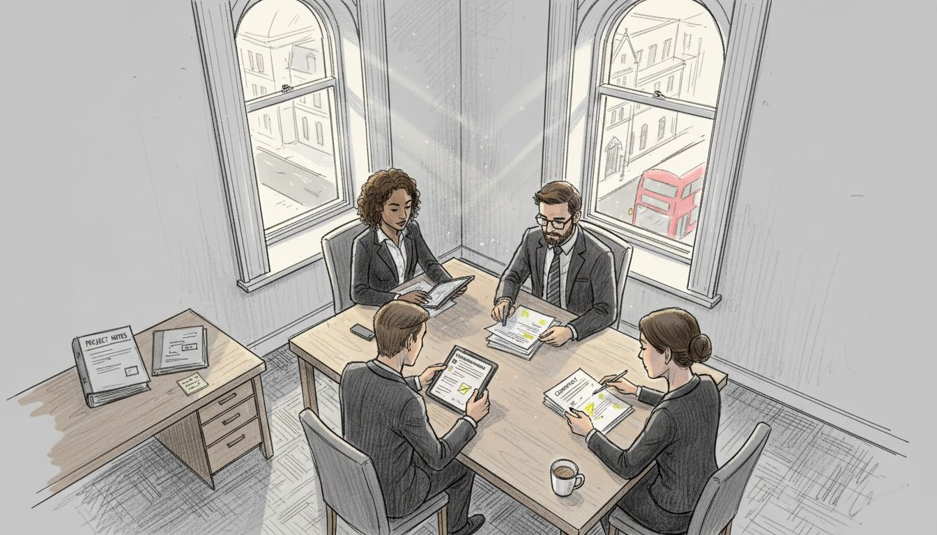 SME managers review cyber compliance documents