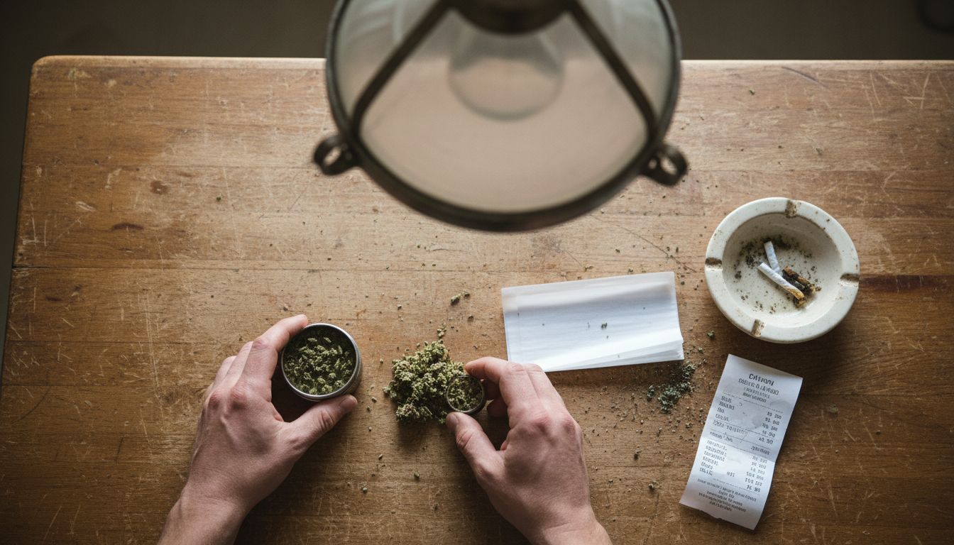 Preparing cannabis flower with grinder