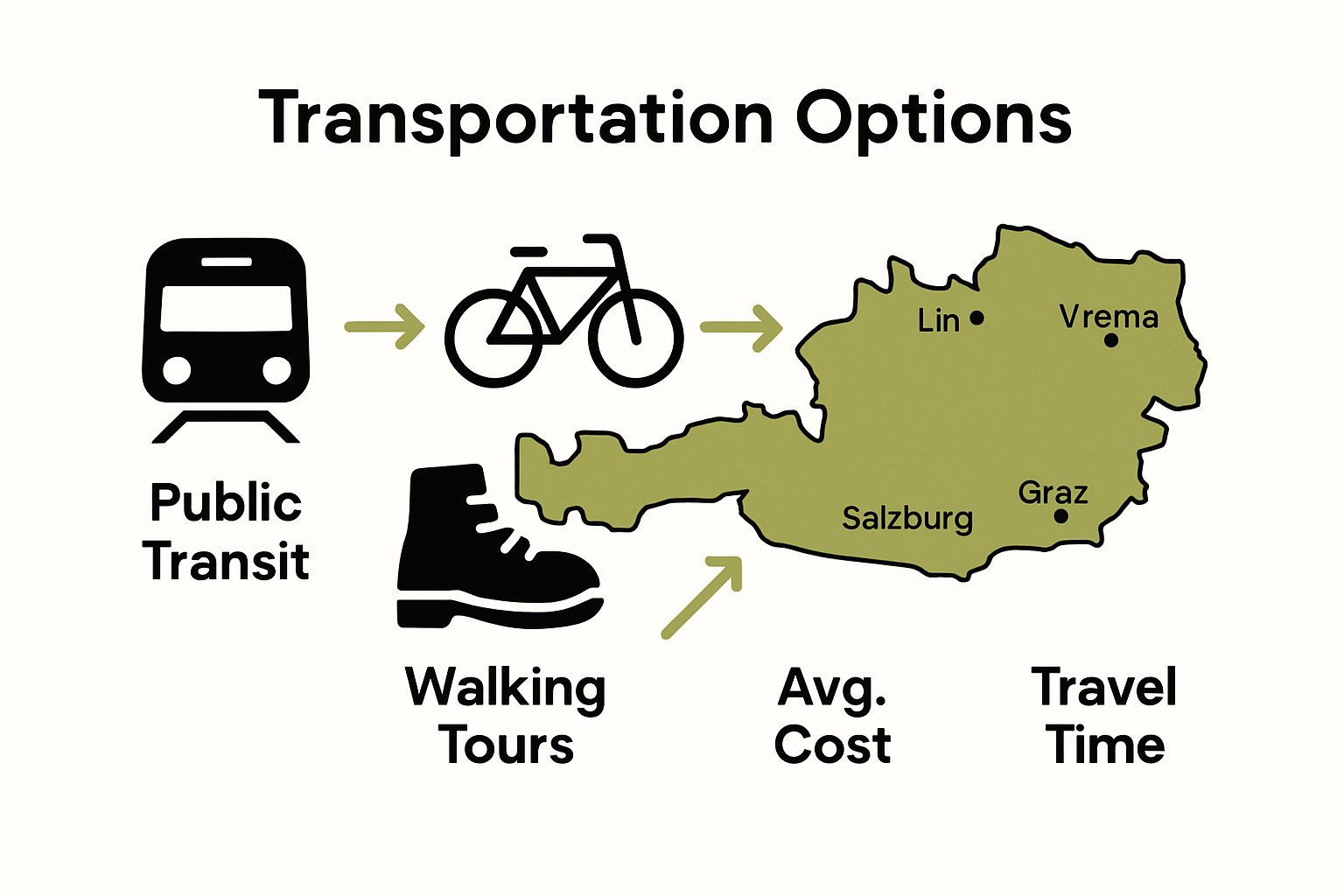 Infographic showing Austria transportation types