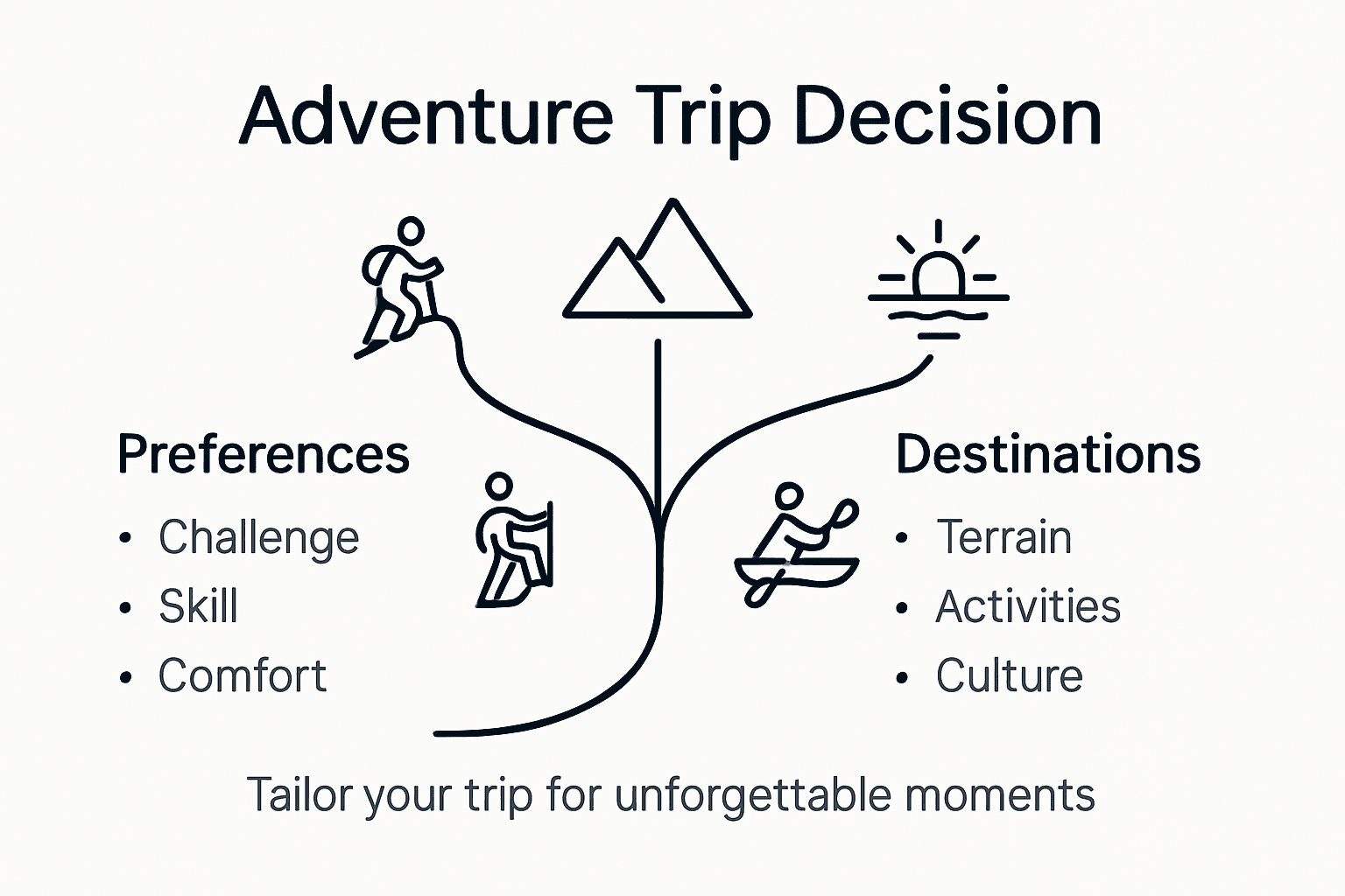 Infographic showing factors in adventure trip choices