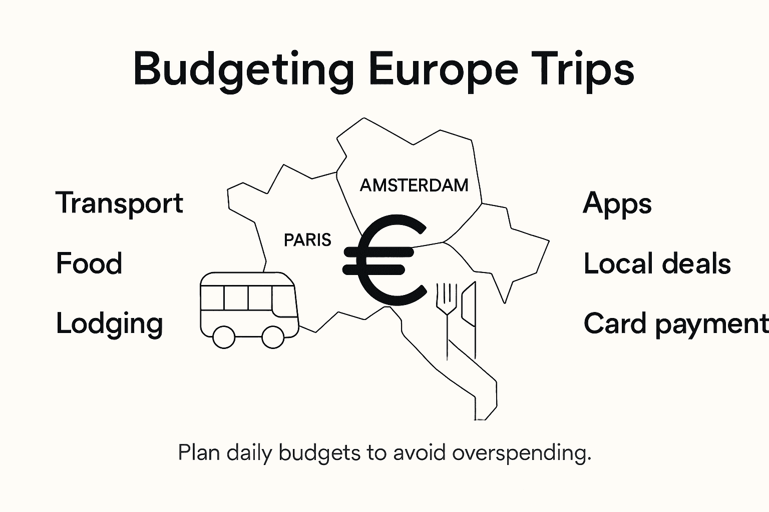 Infographic of Europe travel budgeting strategies