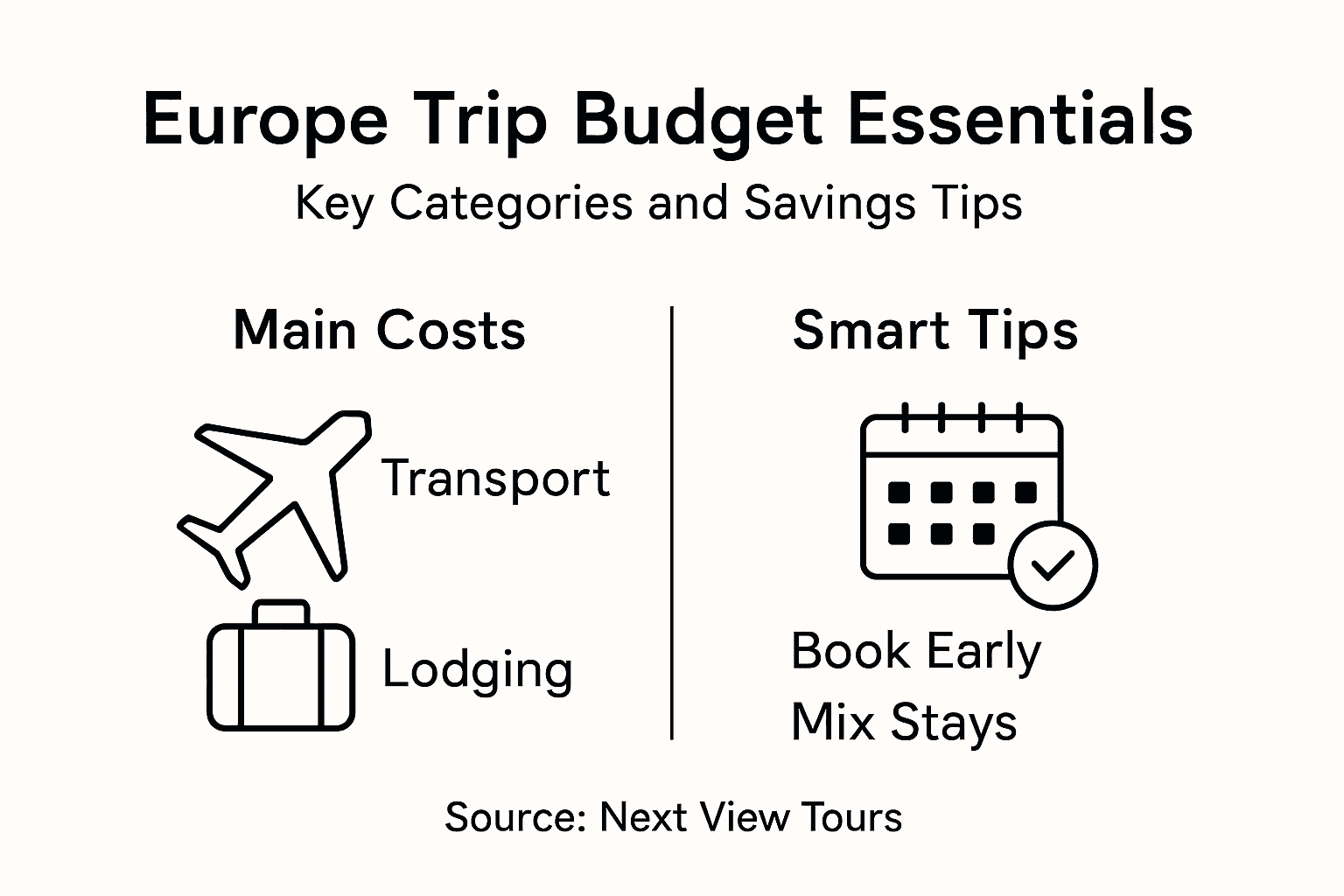 Infographic of Europe travel budget basics