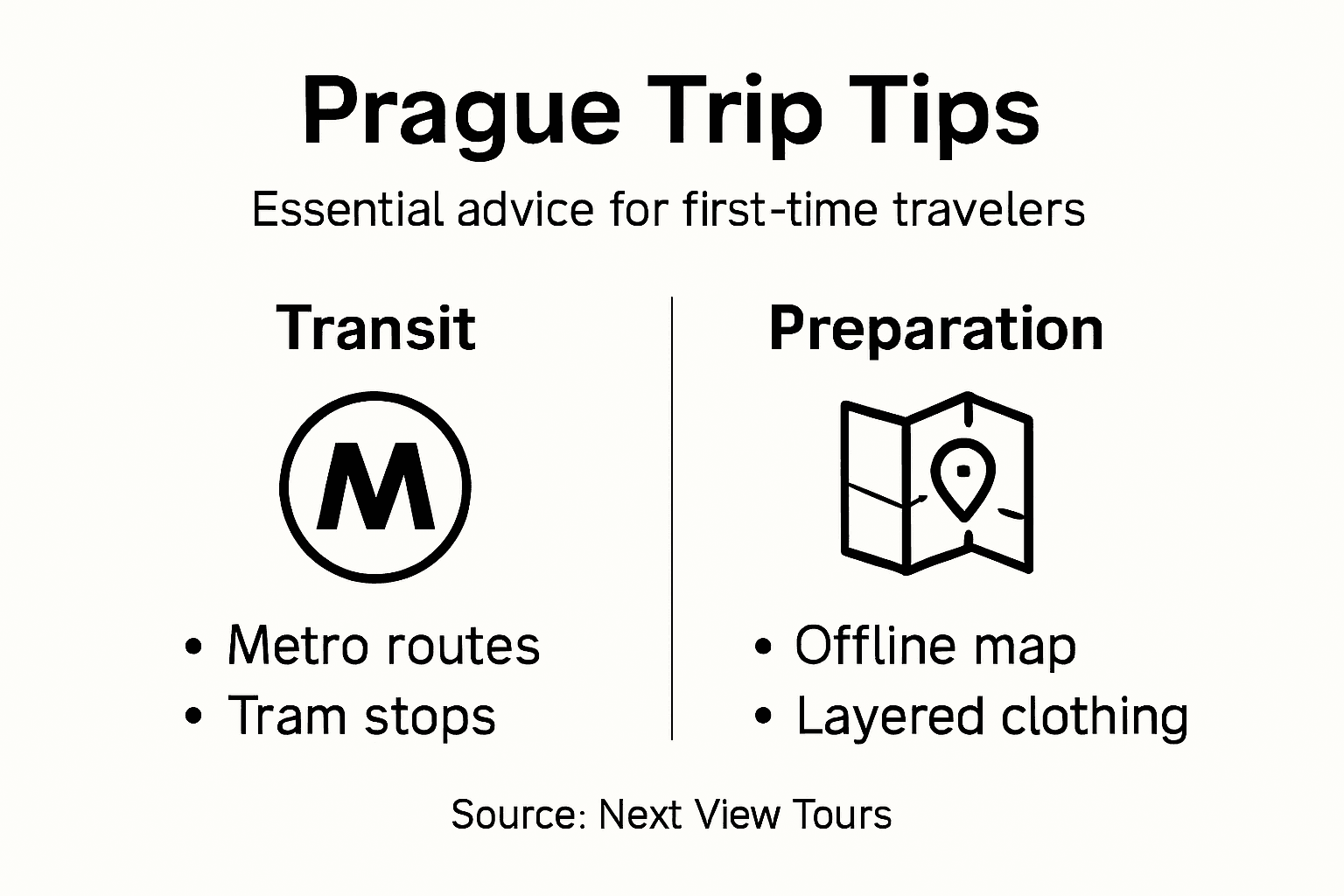 Infographic on Prague trip planning tips