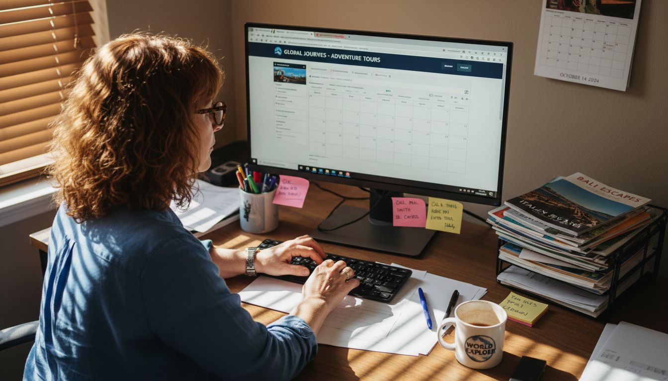 Travel agent customizing summer tour options