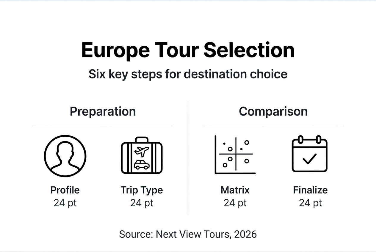 Infographic outlining European tour selection steps