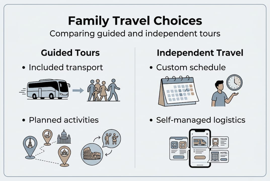 Infographic comparing family tour travel styles