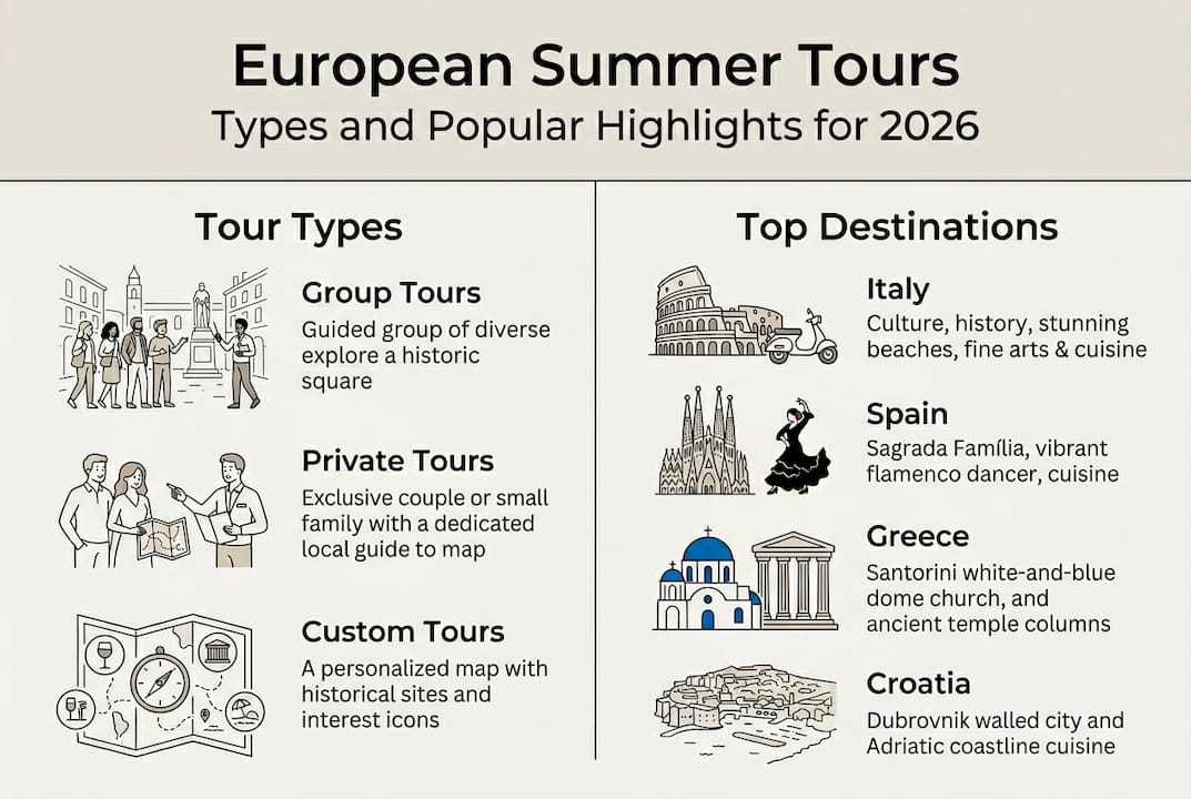 Infographic overview of European summer tours