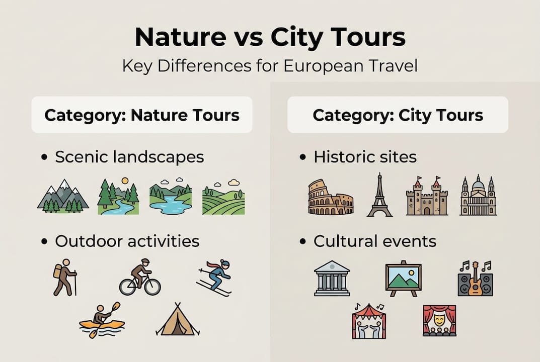 Infographic summarizes nature and city tour traits