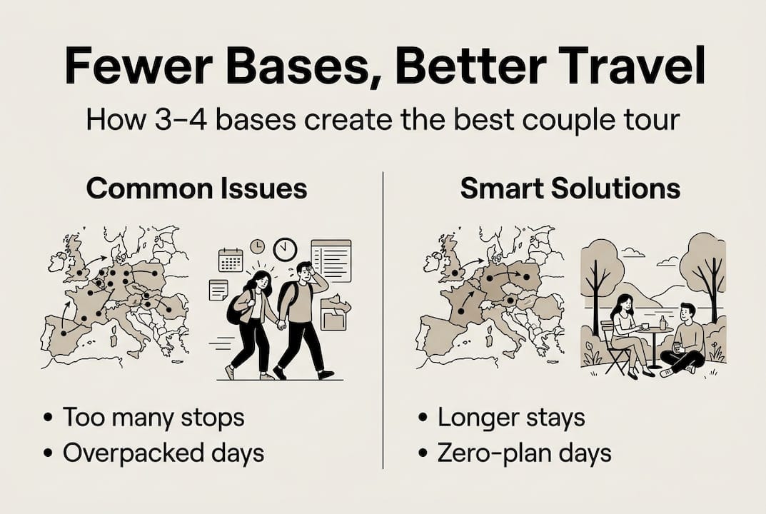 Infographic about base selection for Europe tours