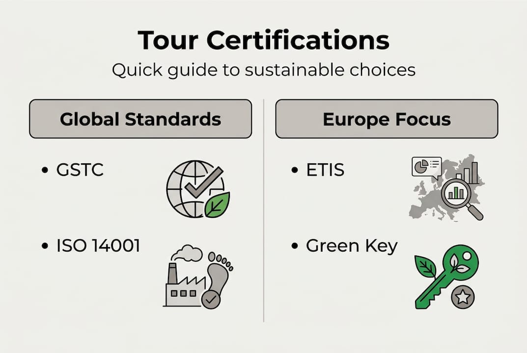 Infographic showing tour certifications and standards